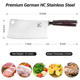 imarku 6 Inch Boning Knife and 7 Inch Meat Cleaver German High Carbon Stainless Steel Knife with Ergonomic Handle for Home Kitchen