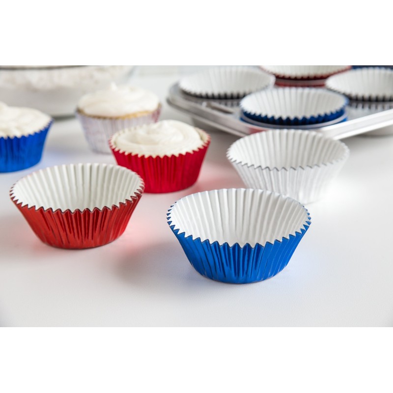 Fox Run Patriotic Foil Bake Cup Set, Standard, 45 Cups,