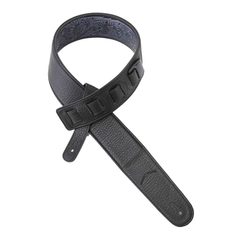 Walker & Williams DLX-282 Black Leather Padded Guitar Strap with