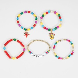 Twinfree Cinco De Mayo Bracelets Stackable Mexican Fiesta Bracelets Colorful Stretch Bracelets for Women