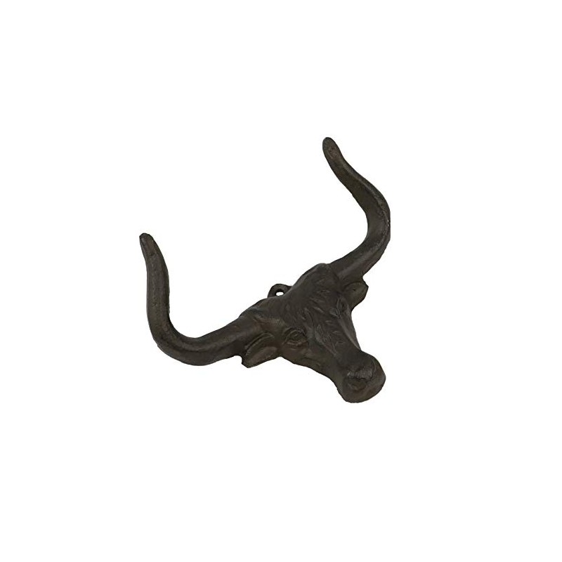 30GO Cast Iron Longhorn Steer Wall Hook-5" Bull Head Decorative