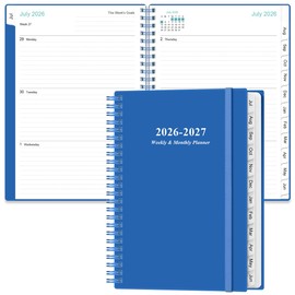 2026-2027 Planner - Planner 2026-2027 from July 2026 - June 2027, Weekly & Monthly Planner Spiral Bound with 12 Monthly Tabs, Inner Pocket, 6.4" x 8.5", Blue