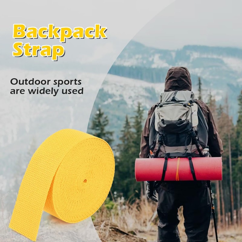 Yellow Webbing 1.5 Inch Cotton Webbing Straps for Bags Straps