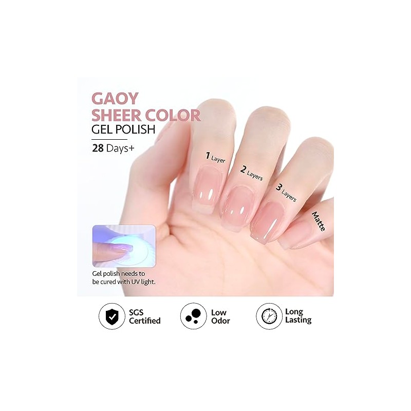 GAOY- Esmalte de uñas en gel Jelly Nude, esmalte en