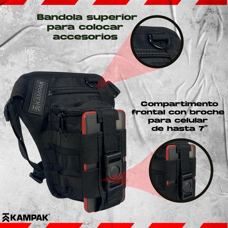KAMPAK Piernera Tactica HH04 Multiusos Celular (Negro)
