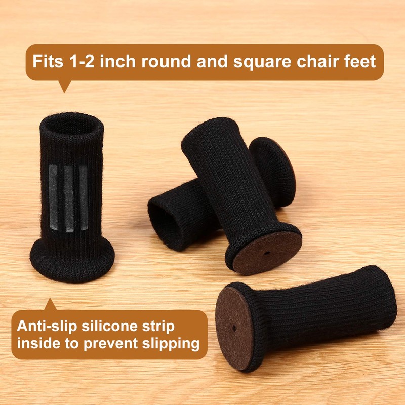 AIRUJIA Chair Leg Socks, Pack of 32, Knitted Furniture Feet,