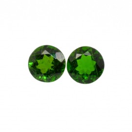 Chrome Diopside Round 6mm Approximately 1.63 Carat Matching Pair, Nice Faceted Deep Green Color, for Earring Making (4051)