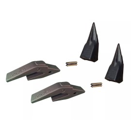 Quality Aftermarket 2 Backhoe, Excavator Bucket Shanks Fits 3/4" Lip, Tiger Rock Teeth & Pins- 23TL