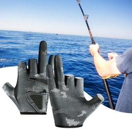 Fish Gloves | 3 Finger Cut Anti-Slip Fishing Gloves | Anti-Slip Windproof Hand Protector Fingerless Fish Accessories for Paddling, Hunting & Driving