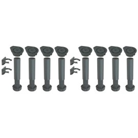 Adjustable Height 150 to 180 mm Plastic Cabinet Cupboard Plinth Foot Leg Set + Clips for Kitchen or Bathroom – 4 Pack x2