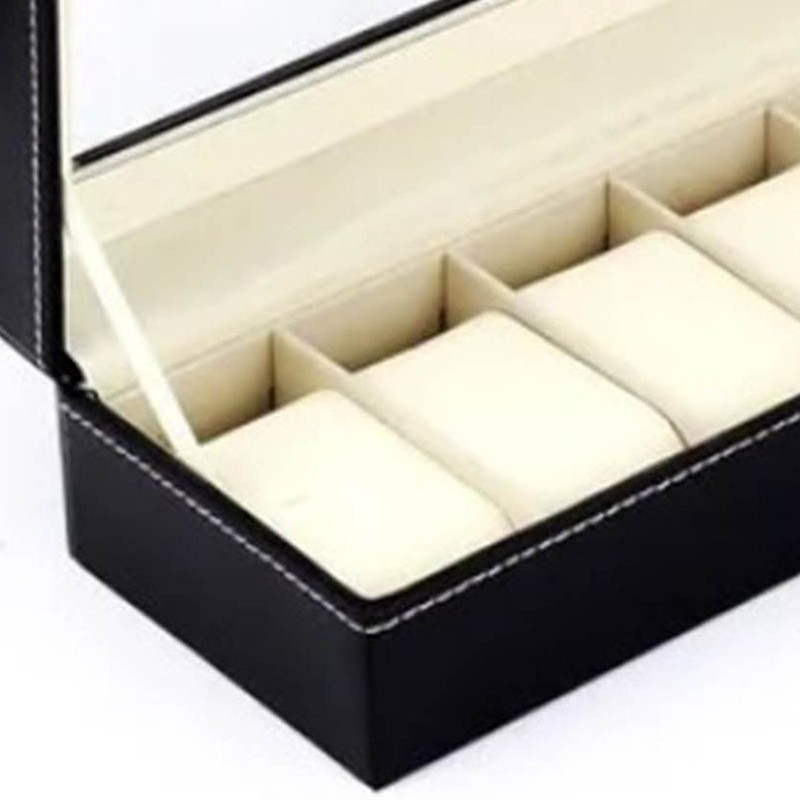 Watch Organizer 6 Slot Dustproof Moistureproof Transparent Window Watch Display