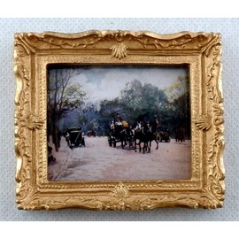 Melody Jane Dolls House Snowy Carriage Painting Gold Frame Miniature Accessory