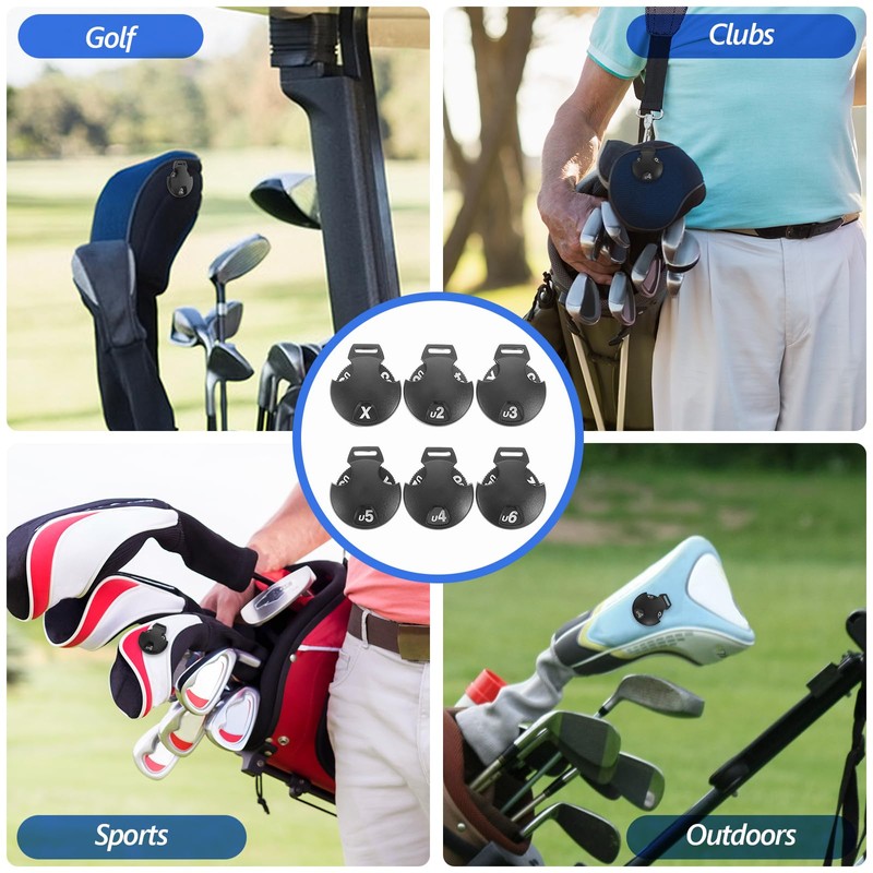 SUPVOX 6pcs Plastic Golf Headcover Number Tags Rotating Golf Club