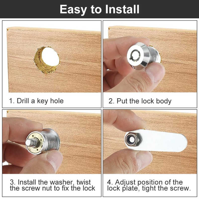 Thread Tubular Cam Lock 16mm Zinc Alloy Security Drawer Cam