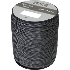 Savage Island 100m Reel Paracord Army Camping for Tent Basha Bivi Shelter Buidling Hammock Gardening Bushcraft in Green, Black, Coyote and Red Colours (Grey)