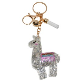 Popfizzy Llama Keychain Accessories, Animal Backpack Key Chain, Rhinestone Purse Charms for Handbags, Gifts for Animal Lovers