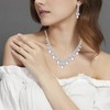 Uloveido Fashion Crystal Necklace and Stud Long Earrings Set, Rhinestone