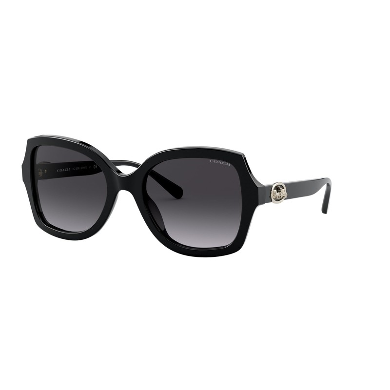 Coach HC8295 Sunglasses, Black/Dark Grey Gradient, 56 mm