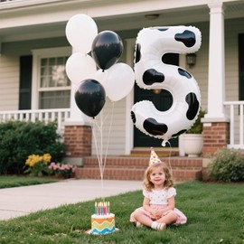 40 Inch Cow Print Balloon Number 5 Balloon Jumbo Mylar Foil Helium Balloon for 15 25 35 50 Big Giant Jumbo Huge Foil Mylar Balloons 55th 65th Birthday Balloons Men Women Party Decorations
