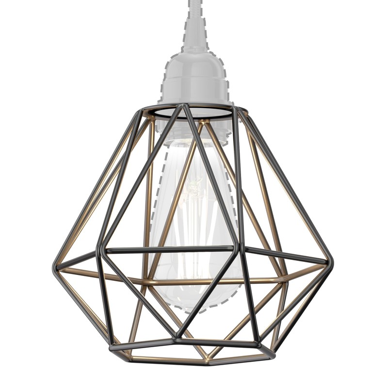 ledscom.de Pack of 3 Cage Lampshade, Black, E27 / E14,