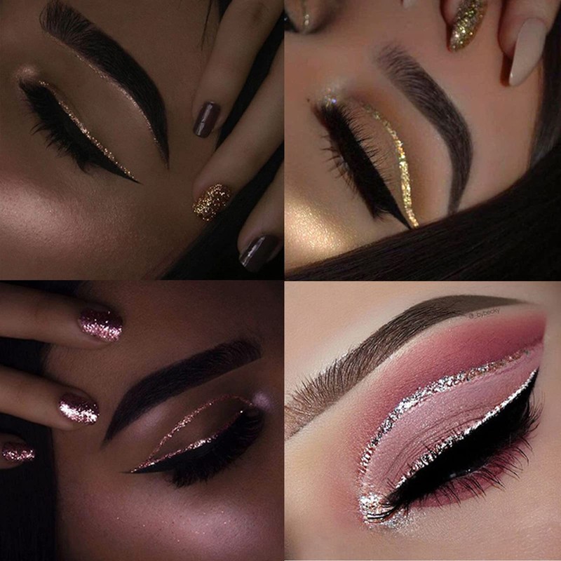 Coloured Glitter Eyeliner Liquid，Purple Glitter Liquid Eye Liner, Waterproof Eyeliner