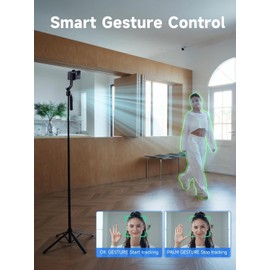 SRIKEKL Auto Face Tracking Tripod, 71" Motion Sensor Phone Stand, No App, Gesture Control, 360° Rotation,Smart Selfie Stick Tripods for Content Creator Vlog Live Stream Video (With Fill Lights)