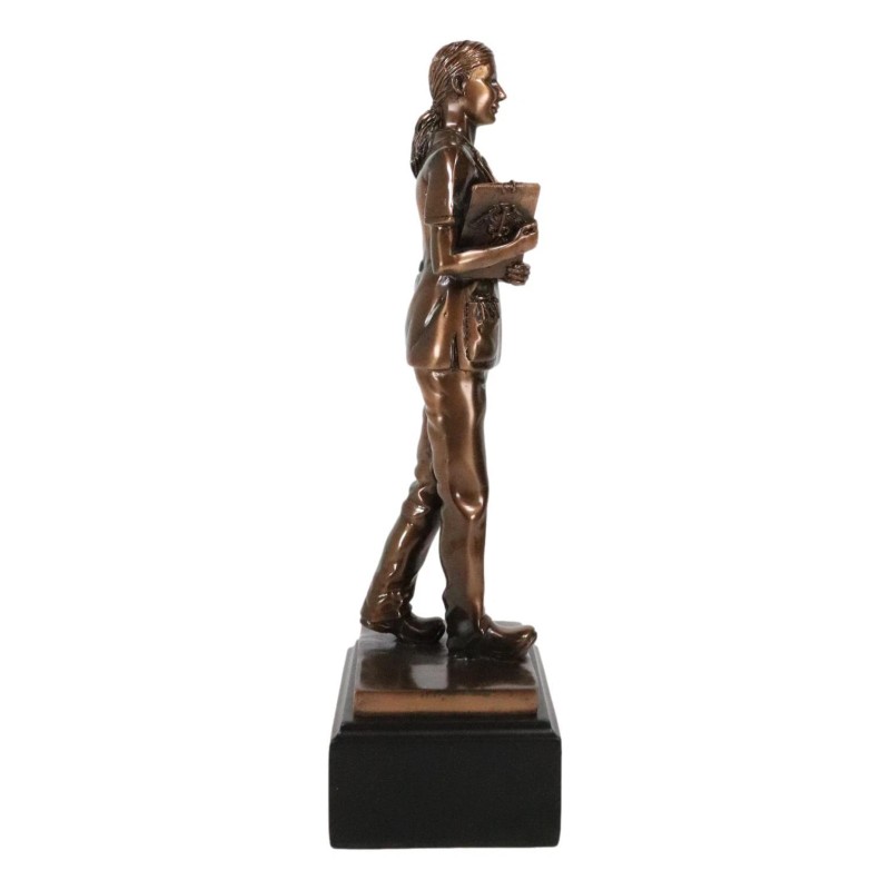 Medical Professional Physician Female Nurse Doctor Bronzed Resin Statue W/
