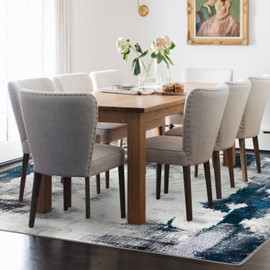 OIGAE Modern Abstract Area Rug 5x7 - Soft Durable Low-Pile Machine Washable Rug with Non-Slip Backing, Stain Resistant for Living Room, Bedroom, Dining Room, and High-Traffic Areas, Grey/Blue