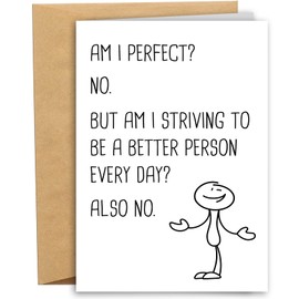RYYike Funny Perfection Birthday Card for Friend, Hilarious Best Friend Birthday Card, Bday Cards for Sister Brother, Friendship Cards, Am I Perfect