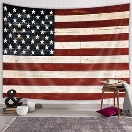 American Flag Tapestry Wall Hanging Vintage Retro Stars and Stripes USA Flag Tapestry Wall Tapestry for Dorm Bedroom Living Room College, Nail Included, 60" W x 40" L, USA Flag