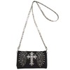 Western Style Rhinestone Cross Studded Laser Cut Wings Tooled Leather