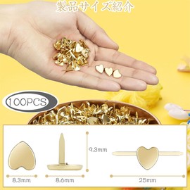 Cotter Pin Push Pins Heart Shape Fasteners Set of 100 Mini Cotter Pins Push Pins Fasteners Metal Multi-functional Pins Cute Fashion Cotter Pins DIY Fixing Easy to Use for Files, Cards, Albums,