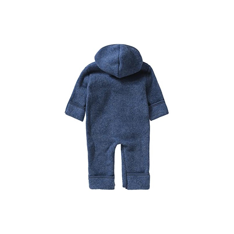 Engel Baby Jumpsuit with Hood, Wool Fleece - Blue blend,