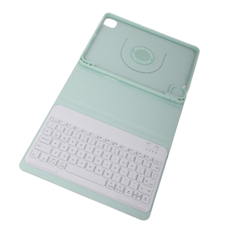 Tablet Protective Case Light Green Folding Stand Cover with Keyboard