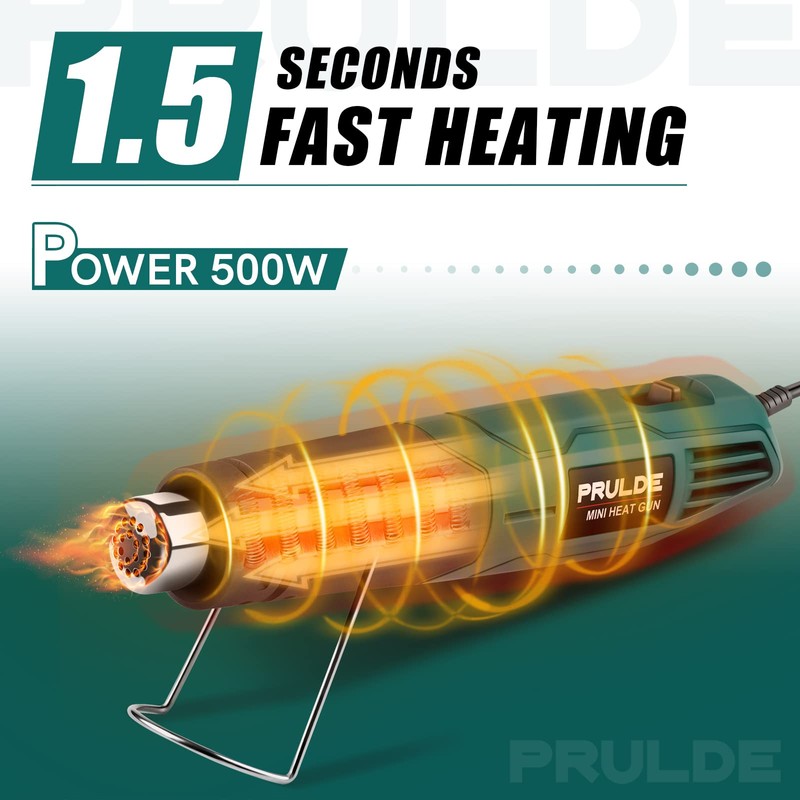 PRULDE Mini Heat Gun Dual Temp, 500W Hot Air Gun