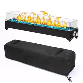 Tabletop Propane Fire Pit 36 Inch, 50000 BTU, Stainless Steel Outdoor Table Top Firepit with Cover and Wind Guards, Portable Tabletop Fire Pit for Patio and Camping