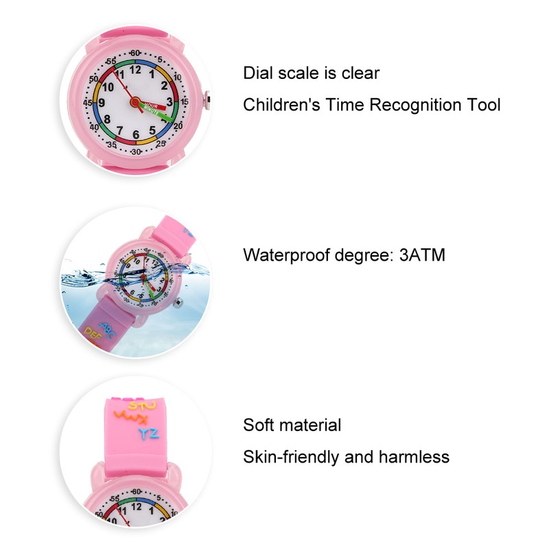 Kid Waterproof Cartoon Watch Letter Pattern Children Wrist Watch Time