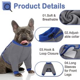 KOESON Dog Recovery Sleeve for Front Legs, Soft Dog Surgery Recovery Suit After Surgery Dog Elbow Protector, Adjustable Dog Leg Sleeve to Stop Licking for Leg Injuries Dog Cone Alternative Grey 3XL