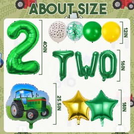 Tractor Birthday Decorations Tractor Balloons Set Includes Star Balloons, Tractor Foil Balloons, Letter Balloons, Number Balloons, Latex Balloons, Suitable for Tractor Themed Party