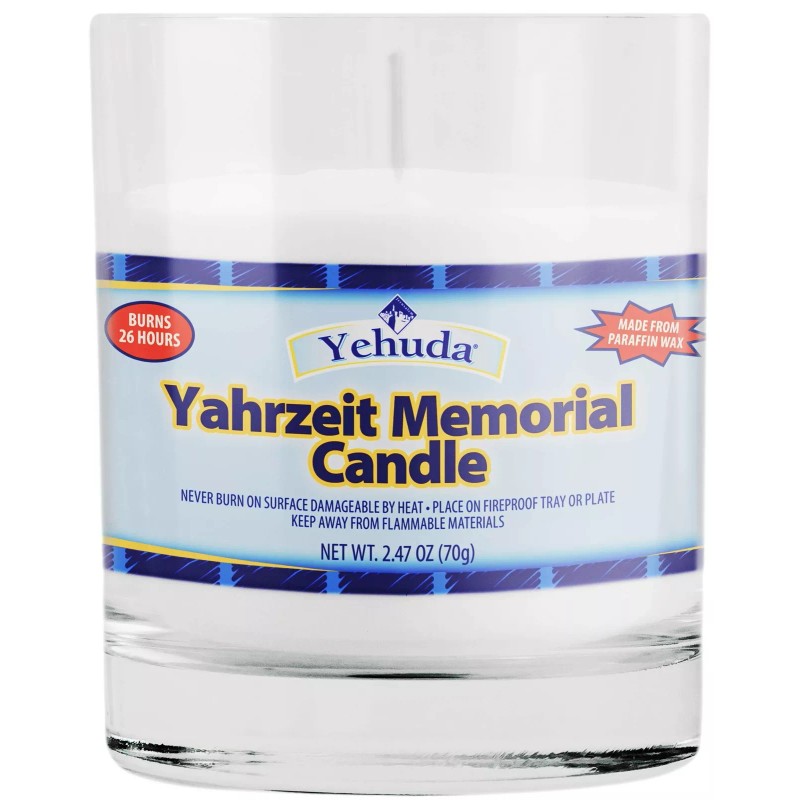 Yehuda, Yahrzeit Memorial Candle, Glass Tumbler (24 Pack) 24 Hour