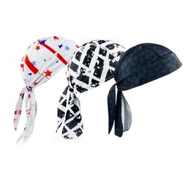 OhMill 3 Pcs Cycling Skull Caps Pirate Bandana Cap Cycling Cap Helmet Liner Summer Running Hat Mens Durag Caps