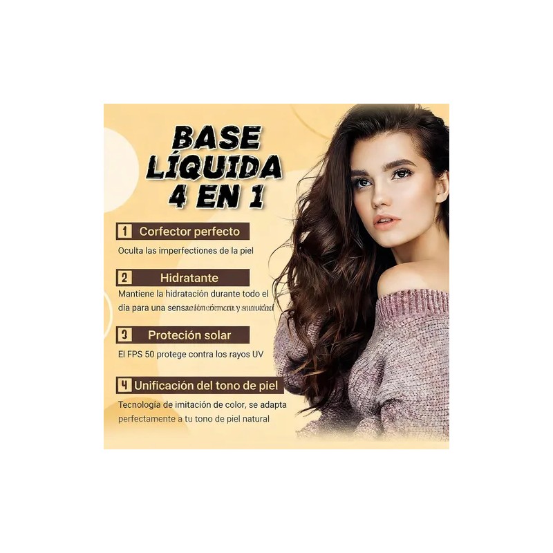 Bases Maquillaje 4 En 1 Spf50 Proteccion Solar Antiagua 30ml