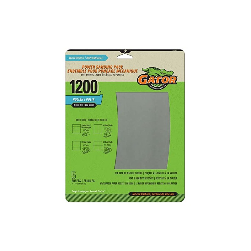 Gator Waterproof Sanding Sheets, 1200 Grit