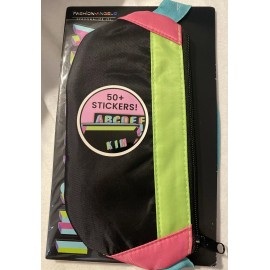 Fashion Angels Personalize It! Pencil Pouch & Stickers Black Neon Green Pink NEW