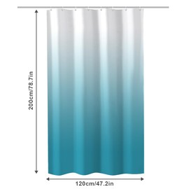 URAQT Shower Curtain Anti Mould, Waterproof Polyester Bathroom Curtains, Resistant Bathroom Shower Curtain with 12 Hooks, Upgrade Bathtub Curtains for Shower Stall, 120 x 200 cm, Gradient Lake Blue