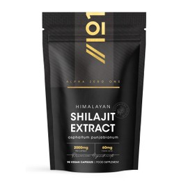 Shilajit Extract 2000mg - High Strength 60% Fulvic Acid (60mg) - Himilayan Shilajit Resin - 90 Vegan Capsules (3 Months Supply) - by Alpha01
