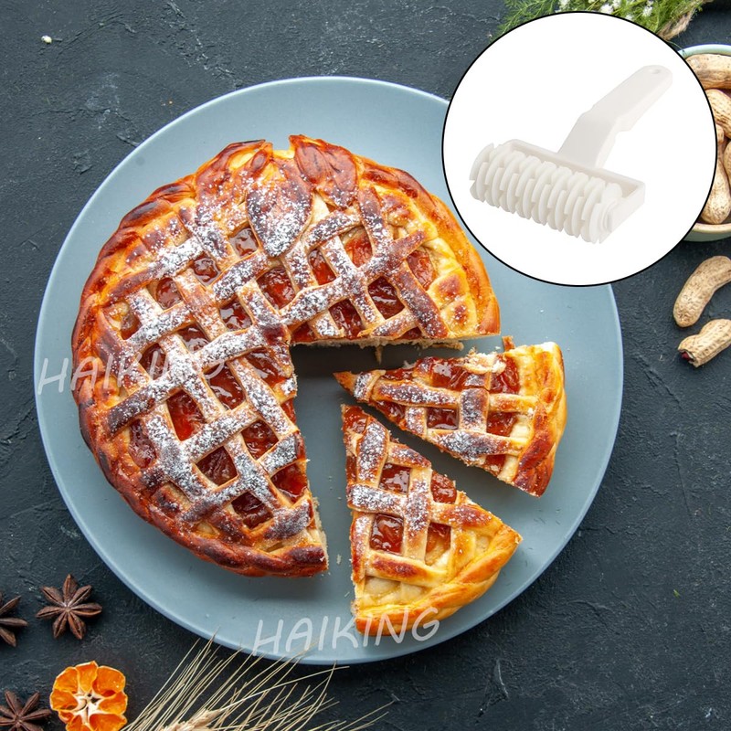 HAIKING Pizza Lattice Roller, 1 Pcs White Plastic Hobbing Kitchen