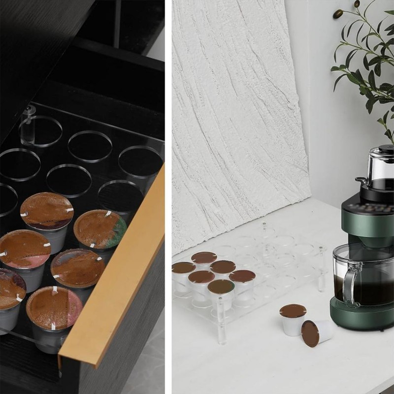 2 Set 15 Slots Flat Countertop Coffee Pod Holder Flat