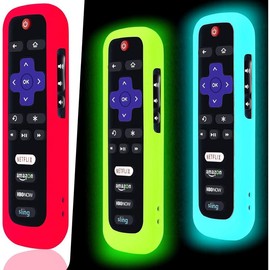 3 Pack Remote Case for Roku, Battery Cover TCL Roku Smart TV Steaming Stick Remote, Silicone Protective Controller Universal Sleeve Skin Glow - Color: Green+Sky+Red