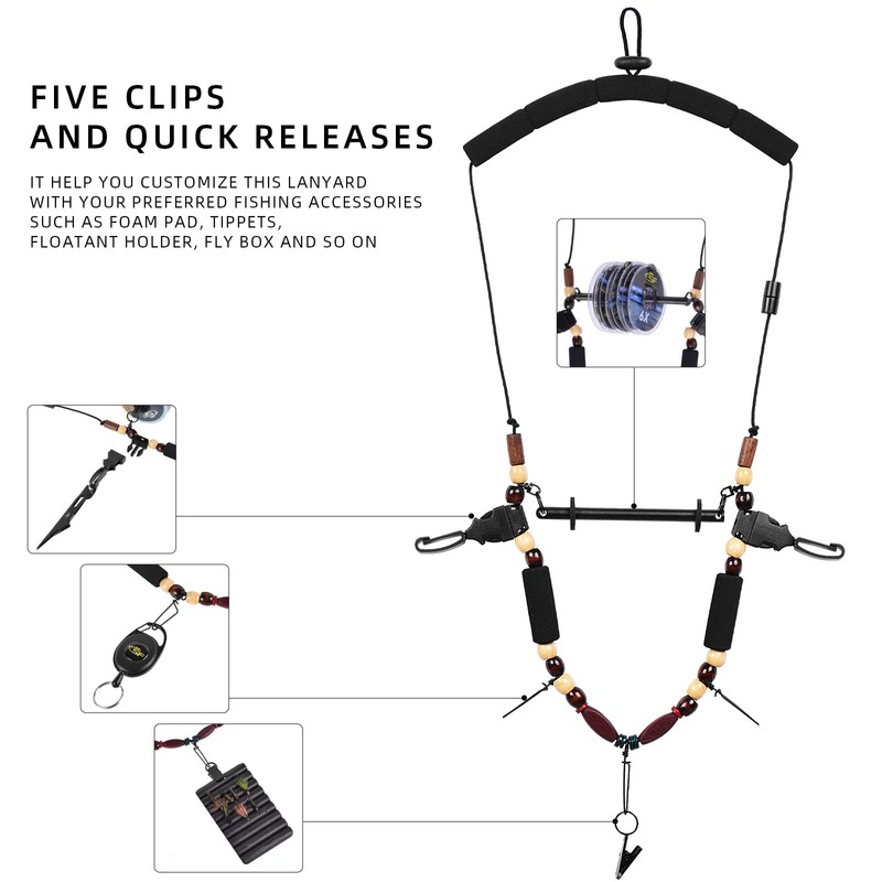 SF Fly Fishing Neckvest Lanyard Unloaded Black Adjustable Tool Holder